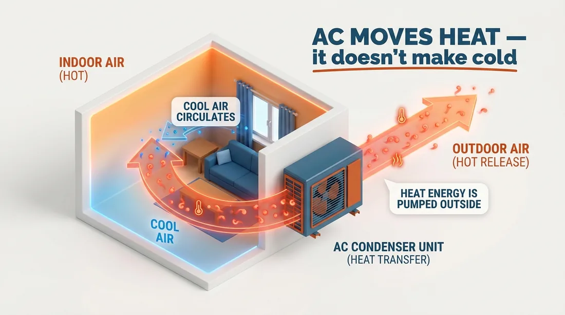 An AC moving heat out of a house