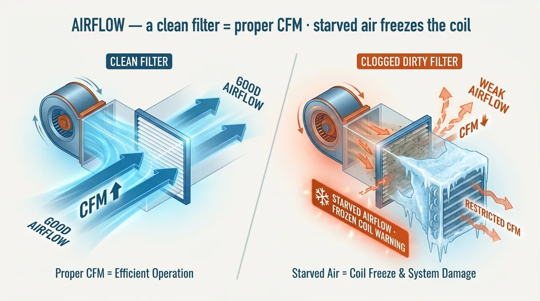 Clean vs clogged filter